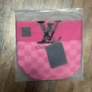 Louis Vuitton | Accessories | Pink Checkered Knit Hat | Poshmark